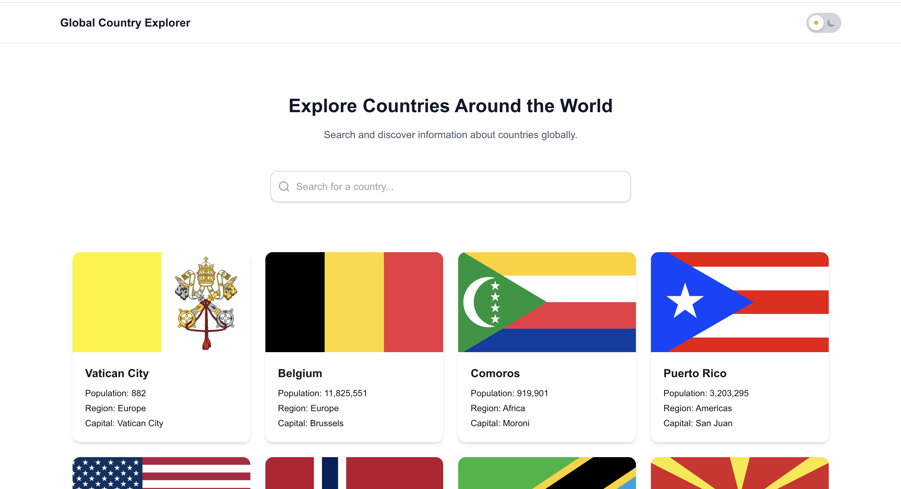 Global Country Explorer